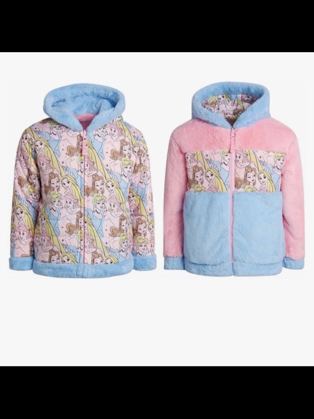 Disney Girls Puffer/Faux Fur Hooded Reversible Jacket 3T